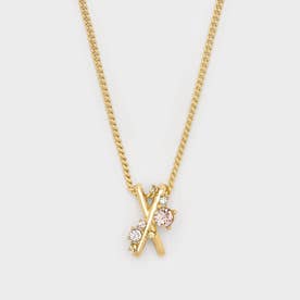 Roux ルー X-ペンダント クリスタル ネックレス （Gold）