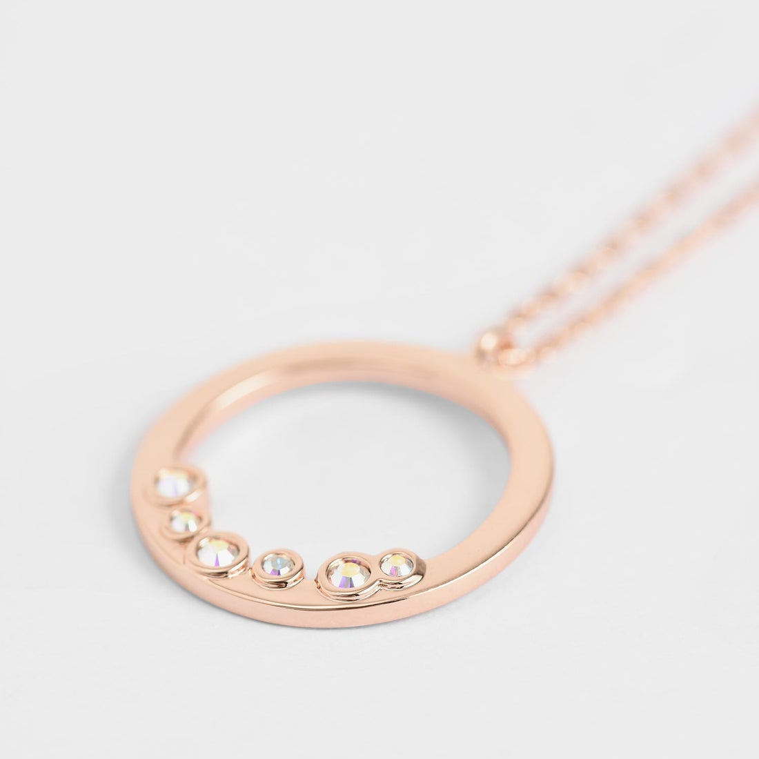 【再入荷】スワロフスキー クリスタルスタッズドペンダントネックレス / Swarovski Crystal Studded Pendant  Necklace （Rose Gold）