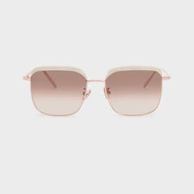 シンメタルフレーム スクエアサングラス / Thin Metal Frame Square Sunglasses （Cream）