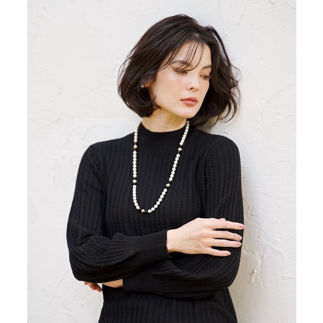 [セットアップ対応]ハイネックニットプルオーバー （ブラック）