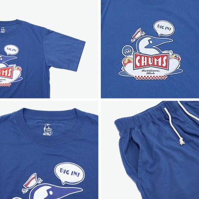 チャムス CHUMS 日本正規品 ルームウェア メンズ レディース パンツ セットアップ Tシャツ ショートパンツ 春夏 上下 半袖 3点セット CHUMS HOME Chillax Wear Set CH01-2551 （HotDogNavy）｜詳細画像