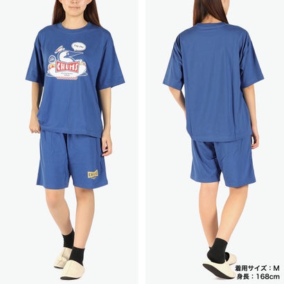 チャムス CHUMS 日本正規品 ルームウェア メンズ レディース パンツ セットアップ Tシャツ ショートパンツ 春夏 上下 半袖 3点セット CHUMS HOME Chillax Wear Set CH01-2551 （HotDogNavy）｜詳細画像