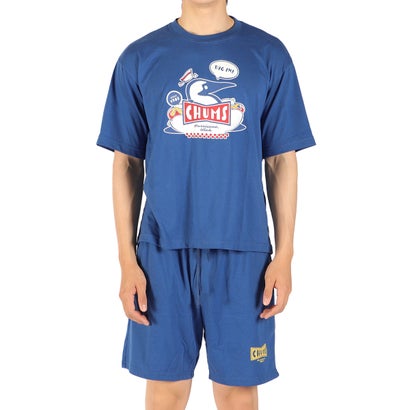 チャムス CHUMS 日本正規品 ルームウェア メンズ レディース パンツ セットアップ Tシャツ ショートパンツ 春夏 上下 半袖 3点セット CHUMS HOME Chillax Wear Set CH01-2551 （HotDogNavy）｜詳細画像