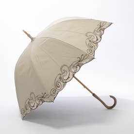 クリスタル＆ペイズリー刺繍 かわず張り長日傘 （モカ）