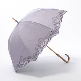 クリスタル＆ペイズリー刺繍 かわず張り長日傘 （ラベンダー）