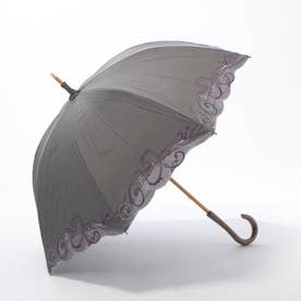 クリスタル＆ペイズリー刺繍 かわず張り長日傘 （グレー）