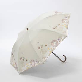 女優日傘ボタニカル刺繍かわず張りショート折りたたみ日傘 （ホワイト）