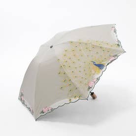 孔雀刺繍ミニ折りたたみ日傘 （ピューター）