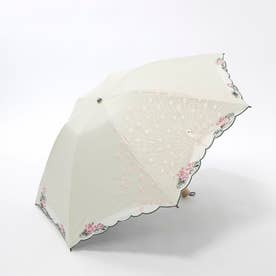 孔雀刺繍ミニ折りたたみ日傘 （ホワイト）