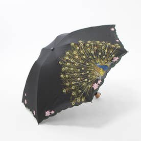 孔雀刺繍ミニ折りたたみ日傘 （ブラック）