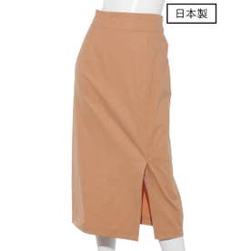 【日本製】麻ストレッチタイトスカート （オレンジ）