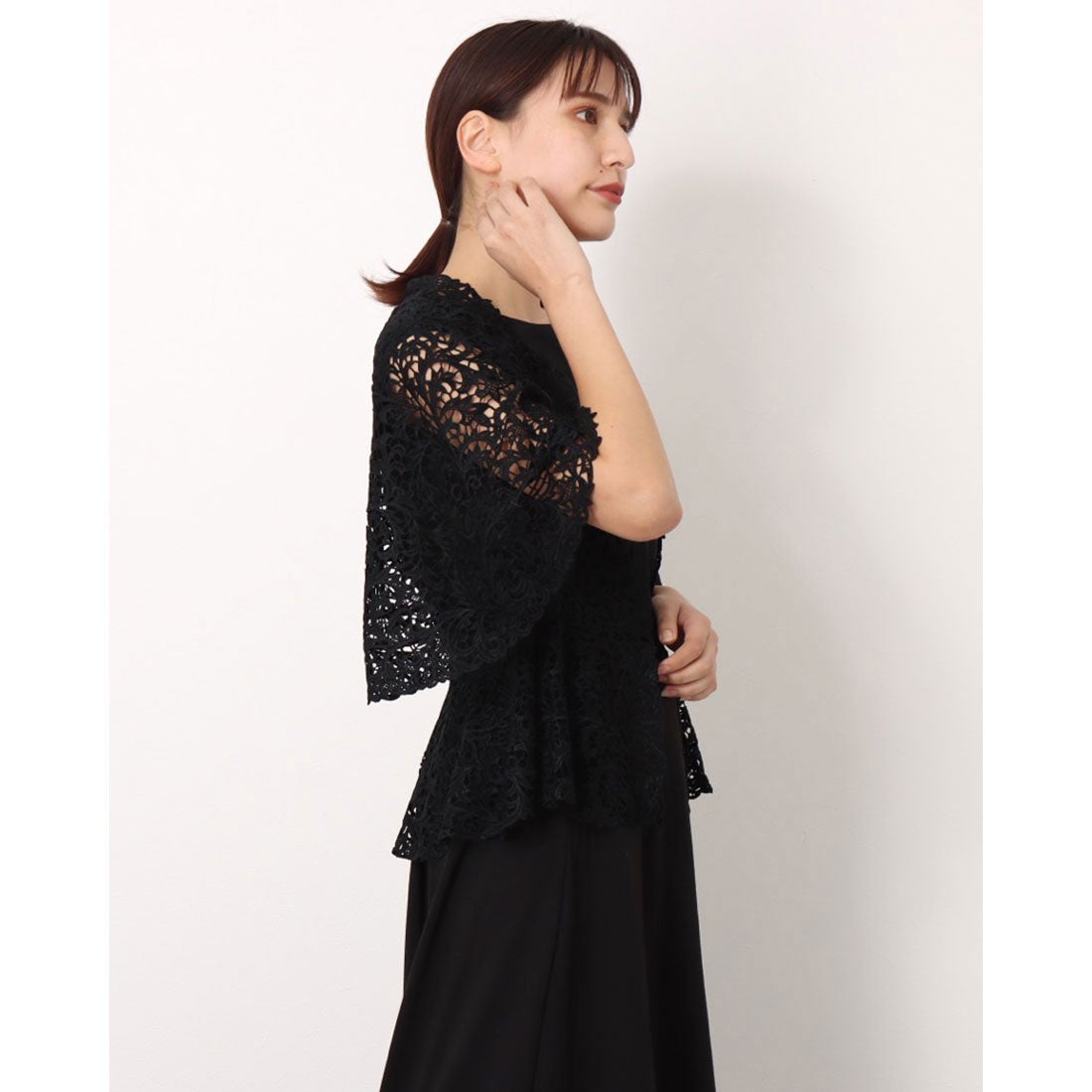 クリスセリーン CHRISCELIN 7分袖刺繍ジャケット （ブラック 