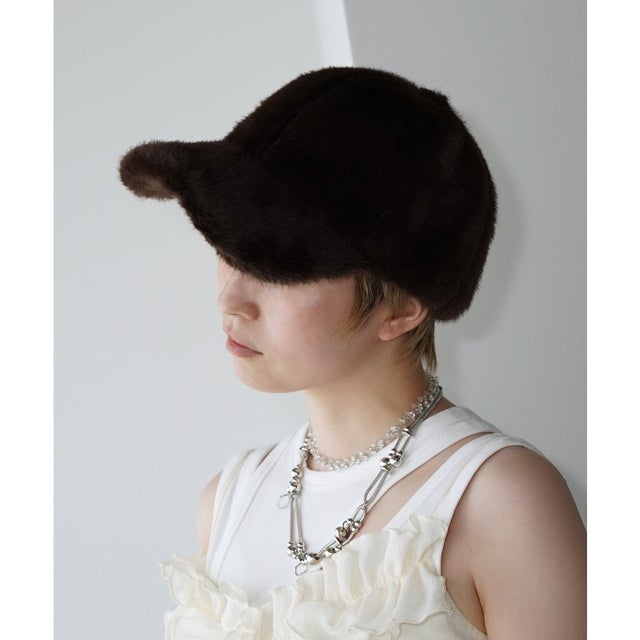 フェイクファーキャップ cha26a017 （ブラウン）