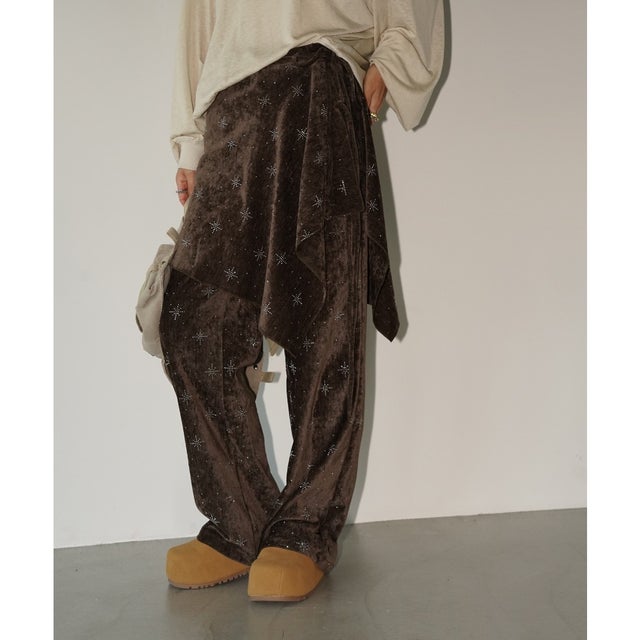 ラップデザインワイドパンツ chw26a116 （ブラウン）