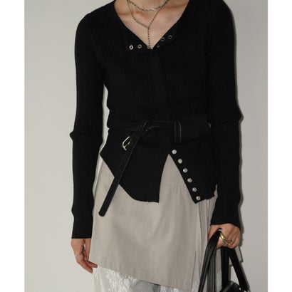 スナップボタン リブニットトップス chw26a122 （ブラック）｜詳細画像