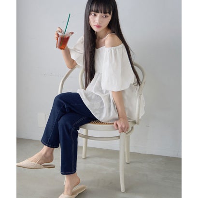 テーパードデニムパンツ （ネイビーブルー）｜詳細画像