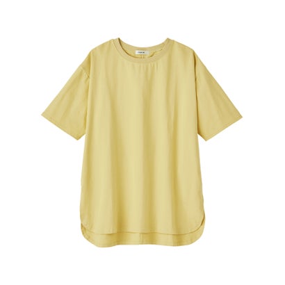 綿100％ラウンドヘムオーバーサイズ半袖Tシャツ （イエロー／半袖）｜詳細画像
