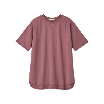 綿100％ラウンドヘムオーバーサイズ半袖Tシャツ （ダスティピンク／半袖）｜詳細画像