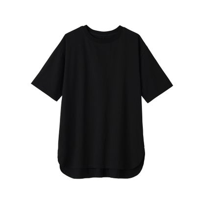 綿100％ラウンドヘムオーバーサイズ半袖Tシャツ （ブラック／半袖）｜詳細画像