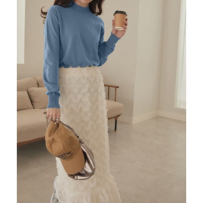カシミヤタッチハイネックニット （ブルー）｜詳細画像