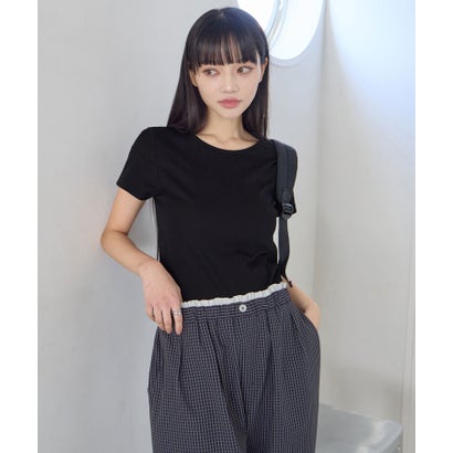 ラウンドネック半袖Tシャツ （ブラック／半袖）｜詳細画像
