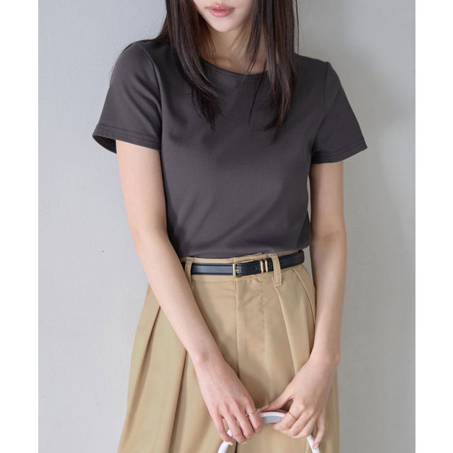 ラウンドネック半袖Tシャツ （チャコールグレー／半袖）