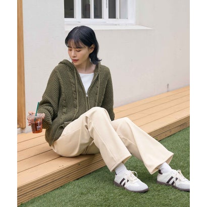 裏起毛コーデュロイワイドパンツ（ロング丈） （アイボリー）｜詳細画像