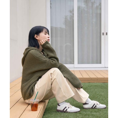 裏起毛コーデュロイワイドパンツ（ロング丈） （アイボリー）｜詳細画像