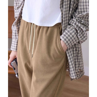 裏起毛コーデュロイワイドパンツ（レギュラー丈） （ダークブラウン）｜詳細画像