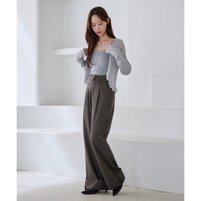ロールアップストレートパンツ （チャコールグレー）｜詳細画像