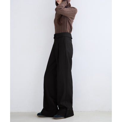 ロールアップストレートパンツ （ブラック）｜詳細画像