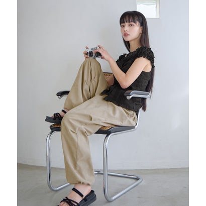 裾ドロストイージーワイドパンツ （ベージュ）｜詳細画像