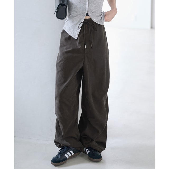 裾ドロストイージーワイドパンツ （グレー）