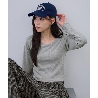 ラウンドネックコンパクト長袖Tシャツ （杢グレー）｜詳細画像