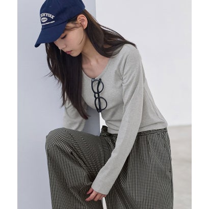 ラウンドネックコンパクト長袖Tシャツ （杢グレー）｜詳細画像
