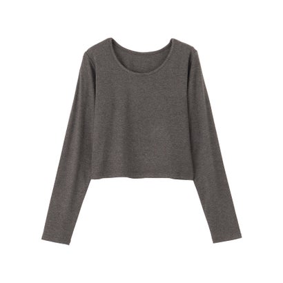 ラウンドネックコンパクト長袖Tシャツ （チャコールグレー）｜詳細画像
