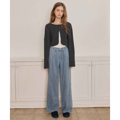 ボレロニット＆シャツアンサンブル （チャコールグレー）｜詳細画像