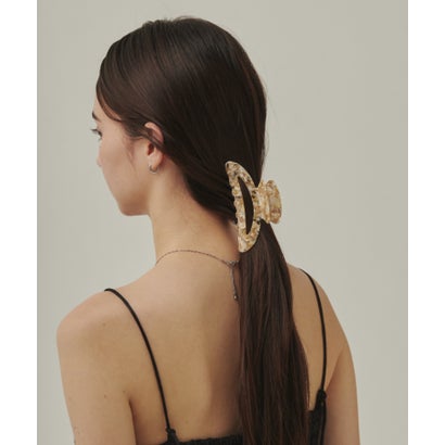デザインカラーヘアクリップ （ベージュ×ブラック）｜詳細画像