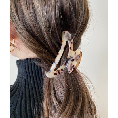 デザインカラーヘアクリップ （ベージュ×ブラック）｜詳細画像