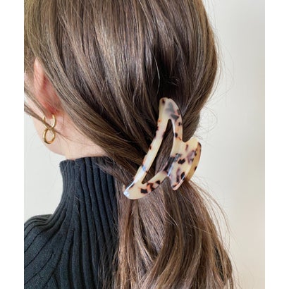デザインカラーヘアクリップ （ベージュ×ブラック）｜詳細画像