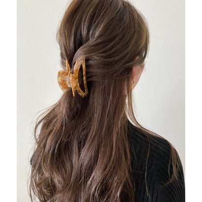 デザインカラーヘアクリップ （ベージュ×ブラック）｜詳細画像