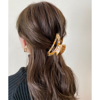 デザインカラーヘアクリップ （ベージュ×ブラック）｜詳細画像