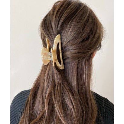 デザインカラーヘアクリップ （ベージュ×ブラック）｜詳細画像