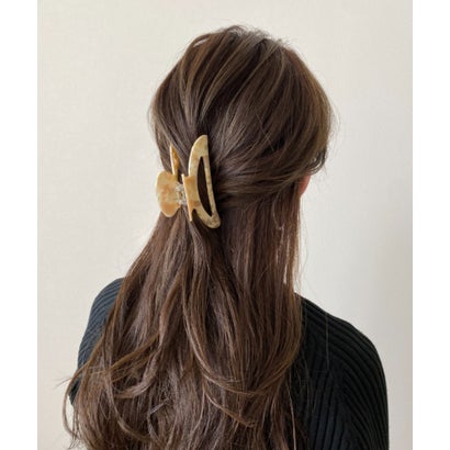 デザインカラーヘアクリップ （ベージュ×ブラック）｜詳細画像