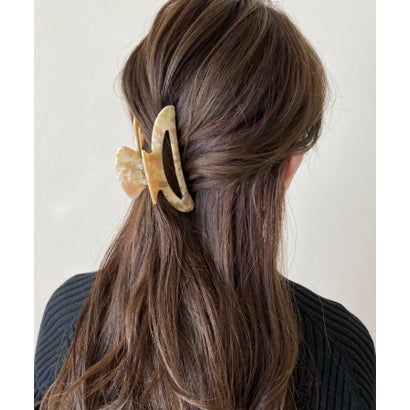 デザインカラーヘアクリップ （ベージュ×ブラック）｜詳細画像