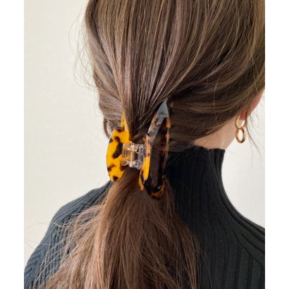 デザインカラーヘアクリップ （ベージュ×ブラック）｜詳細画像