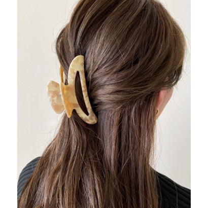 デザインカラーヘアクリップ （ベージュ×ブラック）｜詳細画像