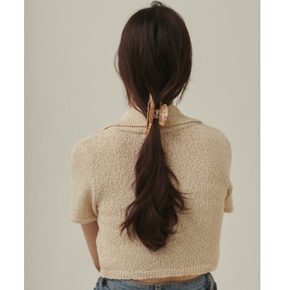 デザインカラーヘアクリップ （ベージュ×ブラック）｜詳細画像