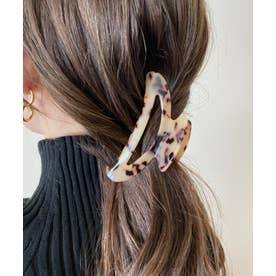 デザインカラーヘアクリップ （ベージュ×ブラック）