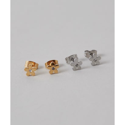 【 金属アレルギー対応 】 フラワービジューピアス サージカルステンレス （ゴールド）｜詳細画像